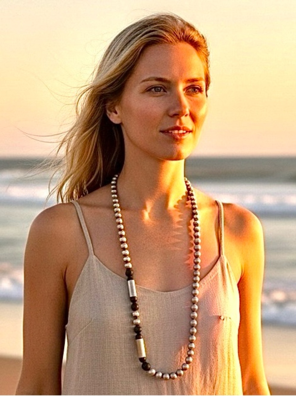 Vintage Navajo Silver and Bone Bead Necklace